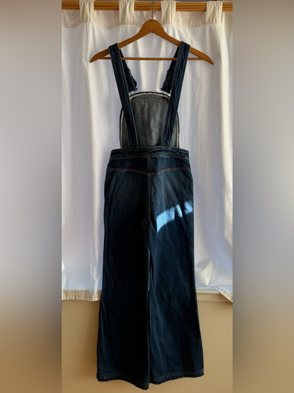 Dark Wash Denim Overalls with Rainbow Trim - Picture 4 of 6